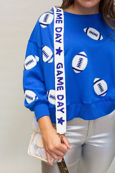 Game Day Blue/White Strap - Southern Soule Designs