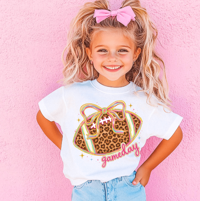 Game Day Leopard Football Kids T-Shirt - Southern Soule Designs