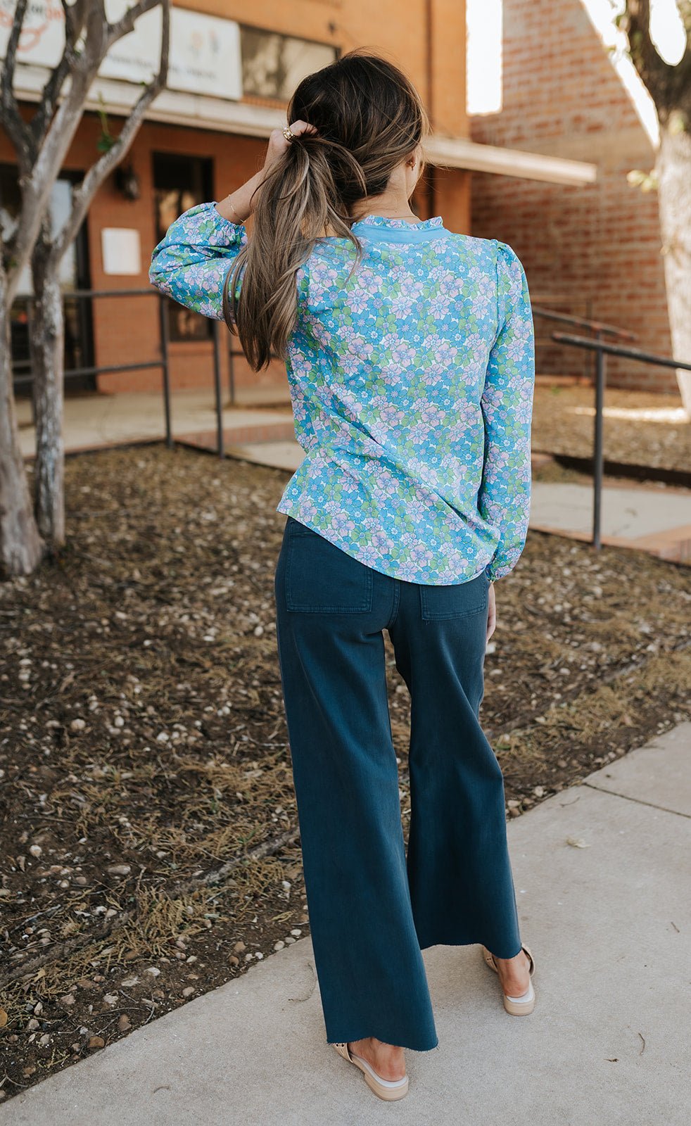 Gianna Vintage Posies Blue Top - Southern Soule Designs