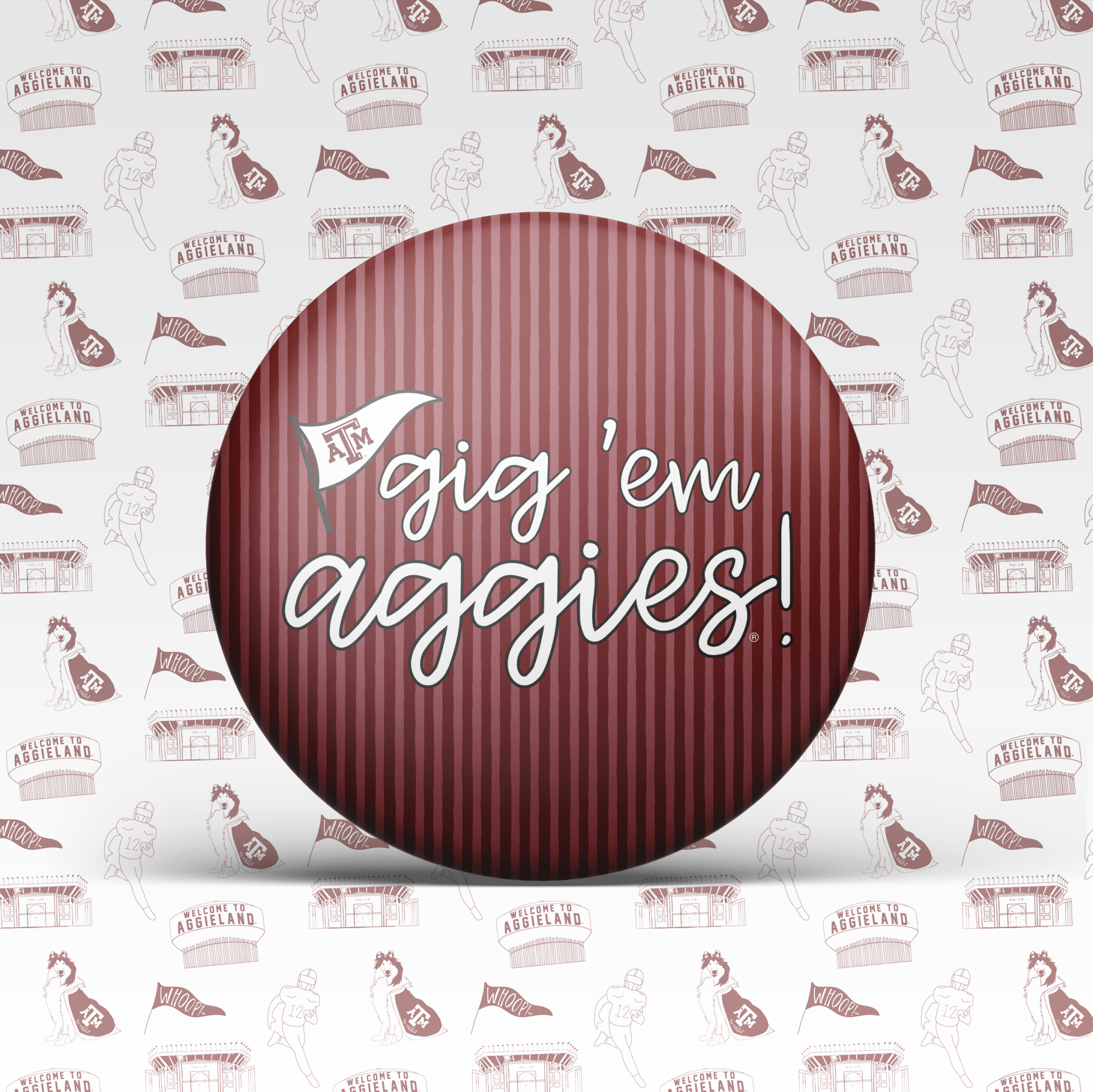 Gig 'Em Aggies Pinstripe Button 2039 - Southern Soule Designs