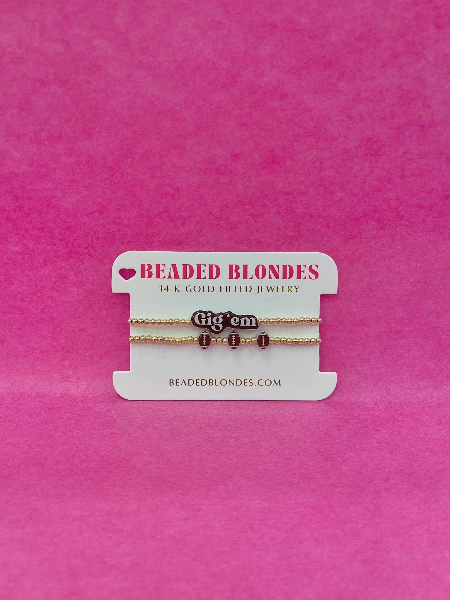 Gig Em & Football Bead Bracelet - Southern Soule Designs