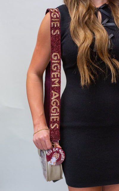 Gig'em Aggies Maroon/Gold Strap - Southern Soule Designs