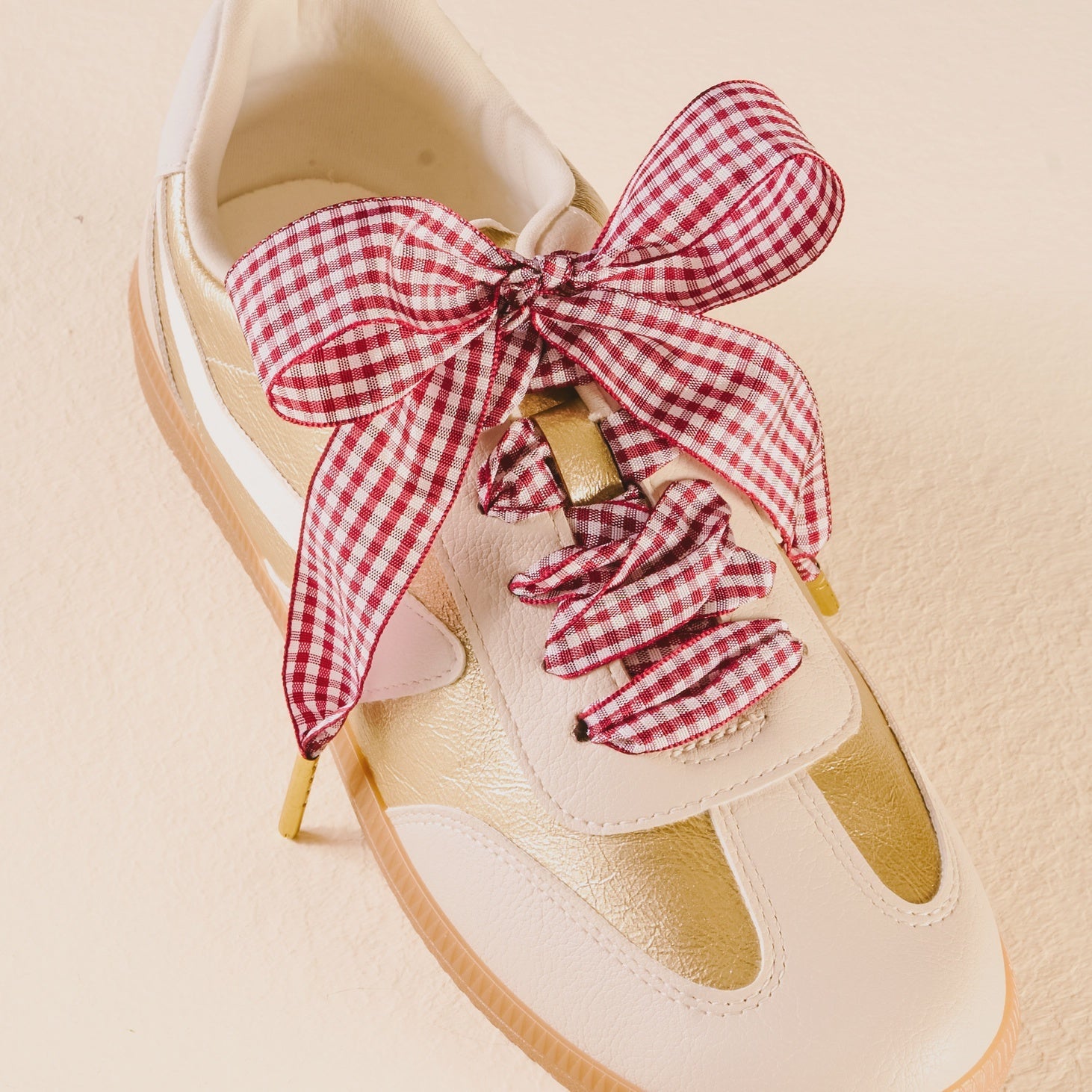 Gingham Burgundy Step It Up Shoelaces - Southern Soule Designs