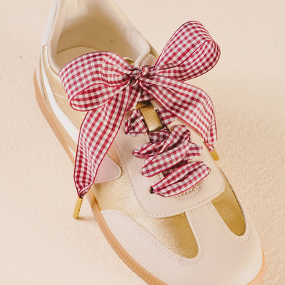 Gingham Burgundy Step It Up Shoelaces - Southern Soule Designs