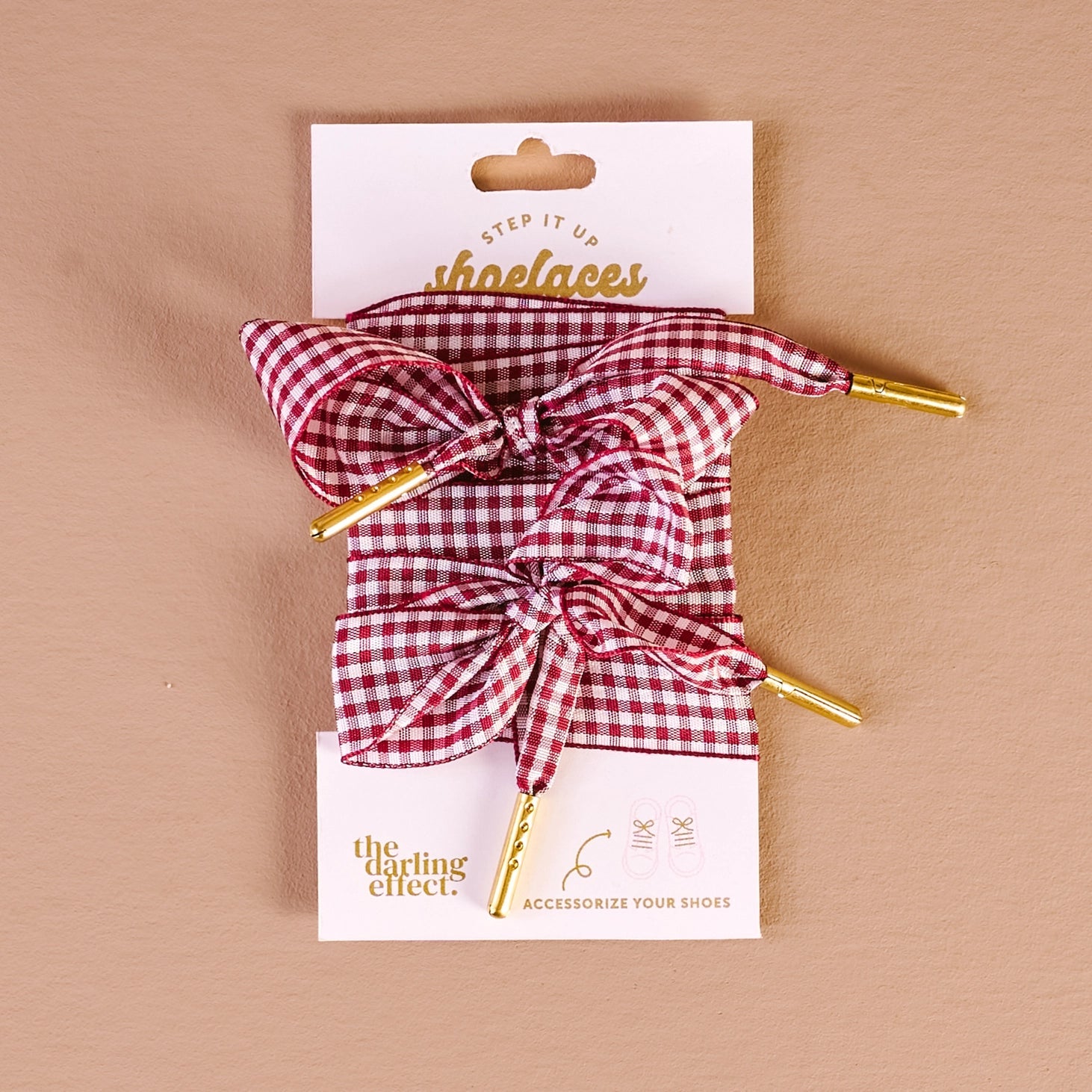 Gingham Burgundy Step It Up Shoelaces - Southern Soule Designs