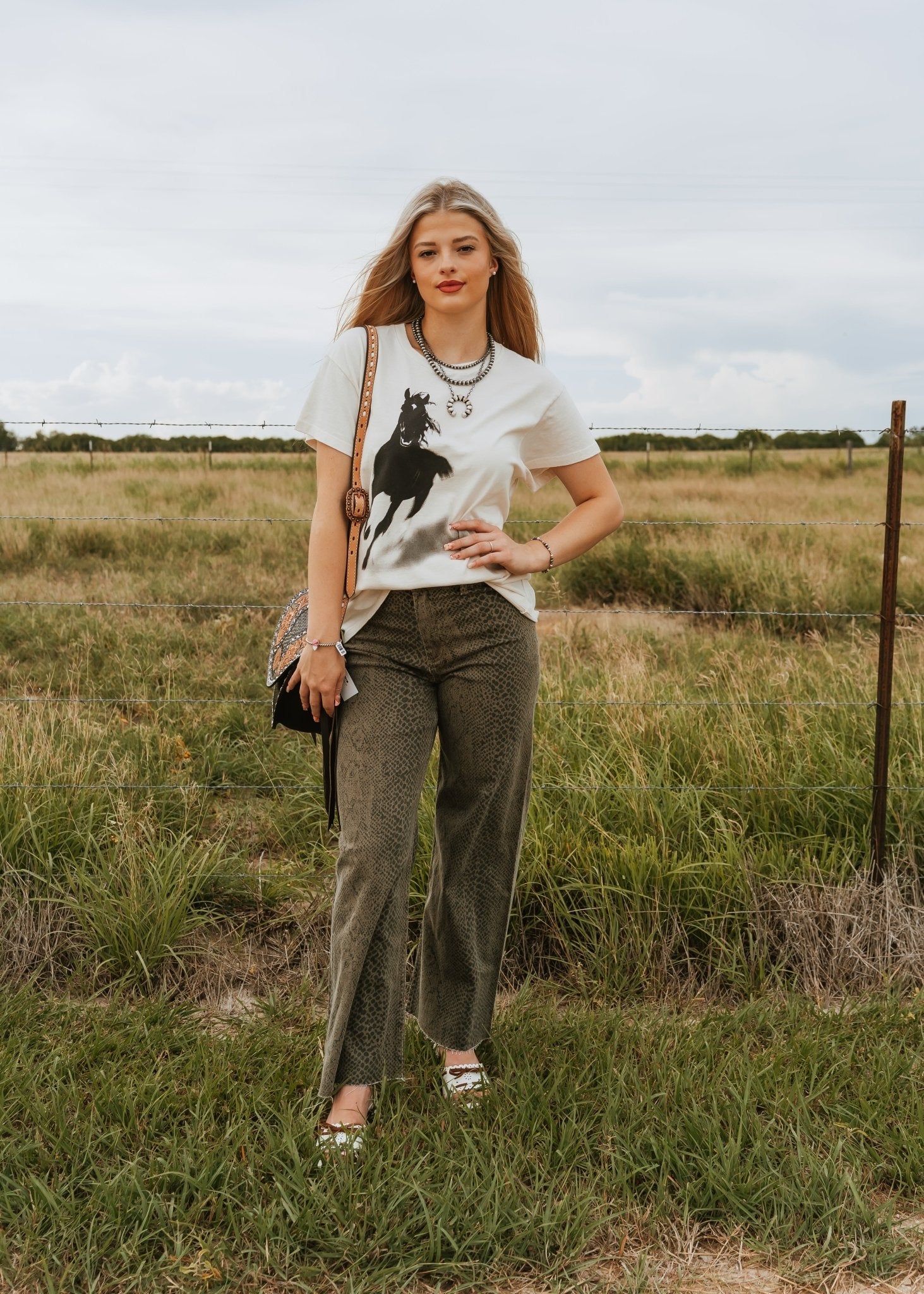 Girl Dangerous Wild Horse Natural Vintage Tee SU225 - 119 - Southern Soule Designs