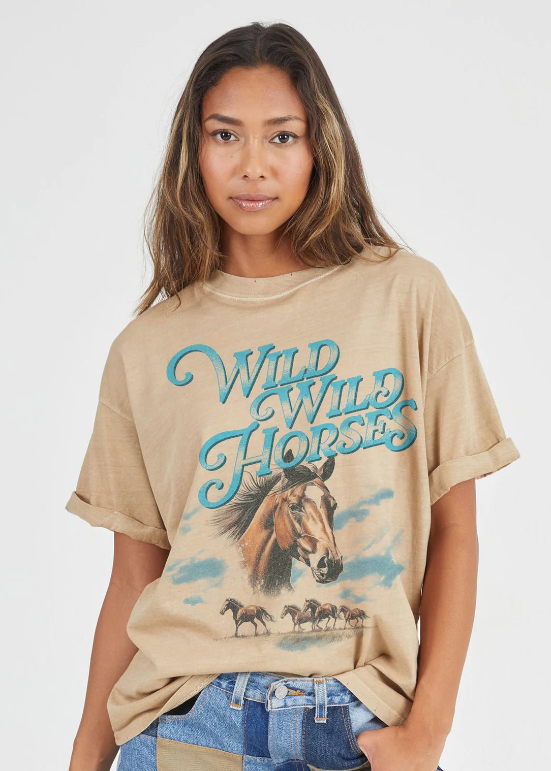 Girl Dangerous Wild Wild Horses Sand Tee - Southern Soule Designs