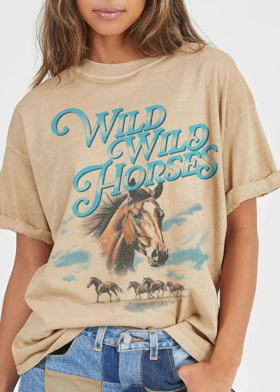 Girl Dangerous Wild Wild Horses Sand Tee - Southern Soule Designs