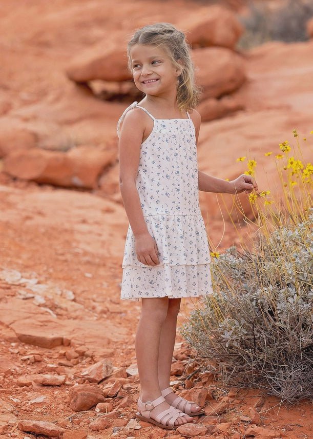 Girls Blue Bluebells Layered Dress 7171BEBE - Southern Soule Designs