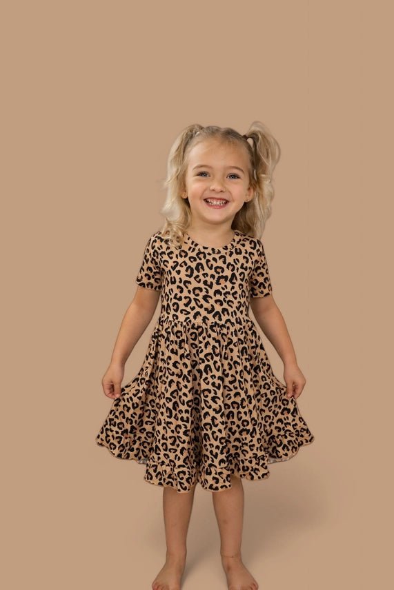 Girls Leopard Dream Ruffle Dress - Southern Soule Designs