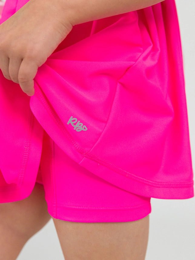 Girls Neon Magenta Pleated Dress & Bike Short Set - Southern Soule Designs