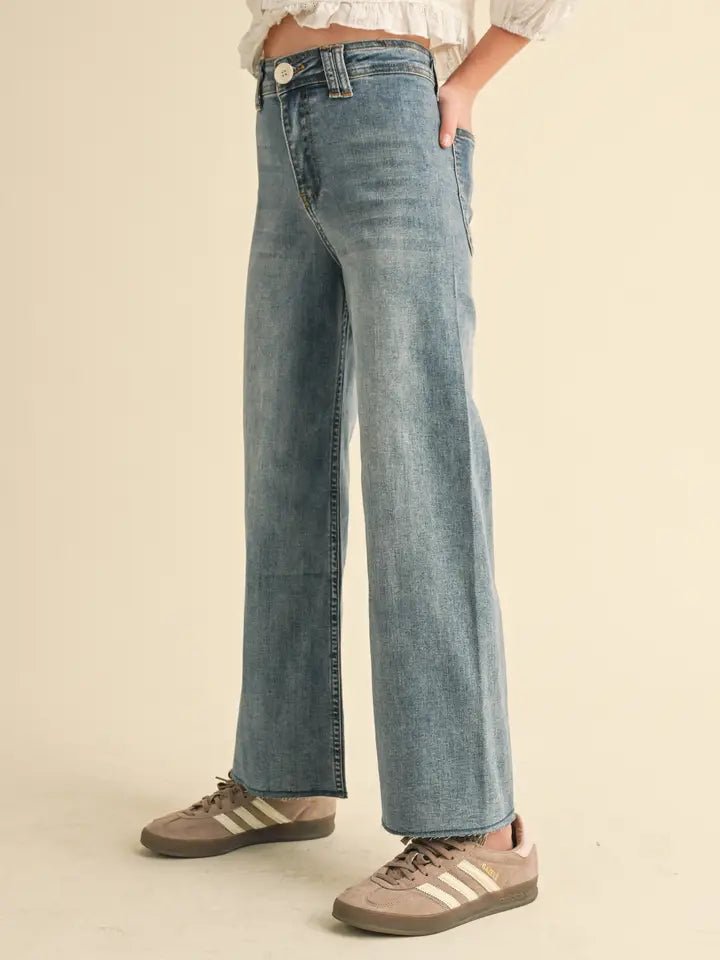 Girls Wide Leg Denim Pants KP2783DN - Southern Soule Designs