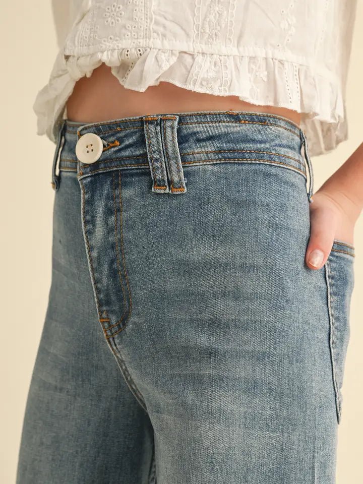 Girls Wide Leg Denim Pants KP2783DN - Southern Soule Designs