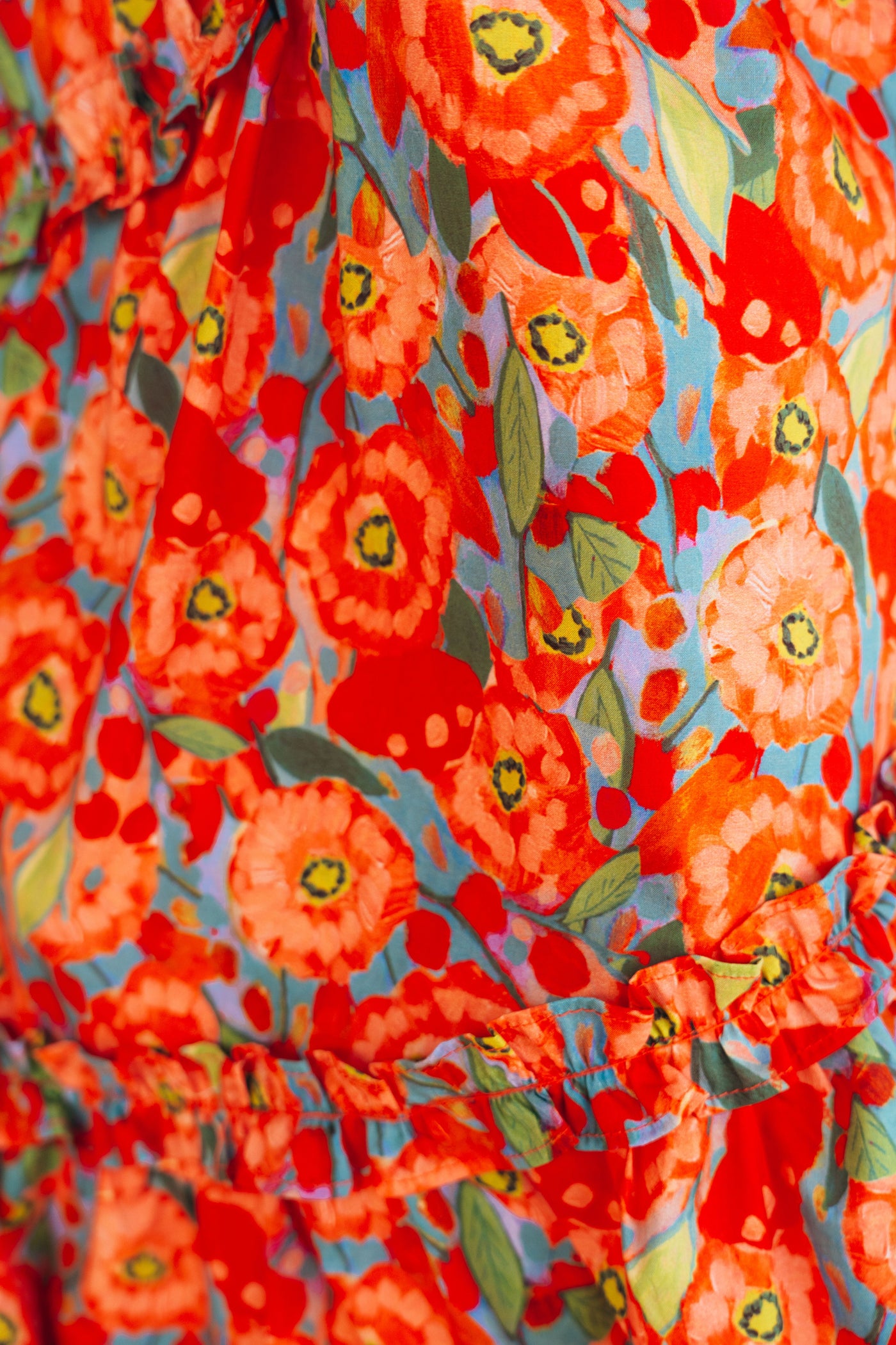 Red Floral Ruffle Mini Dress D-10393-H-1