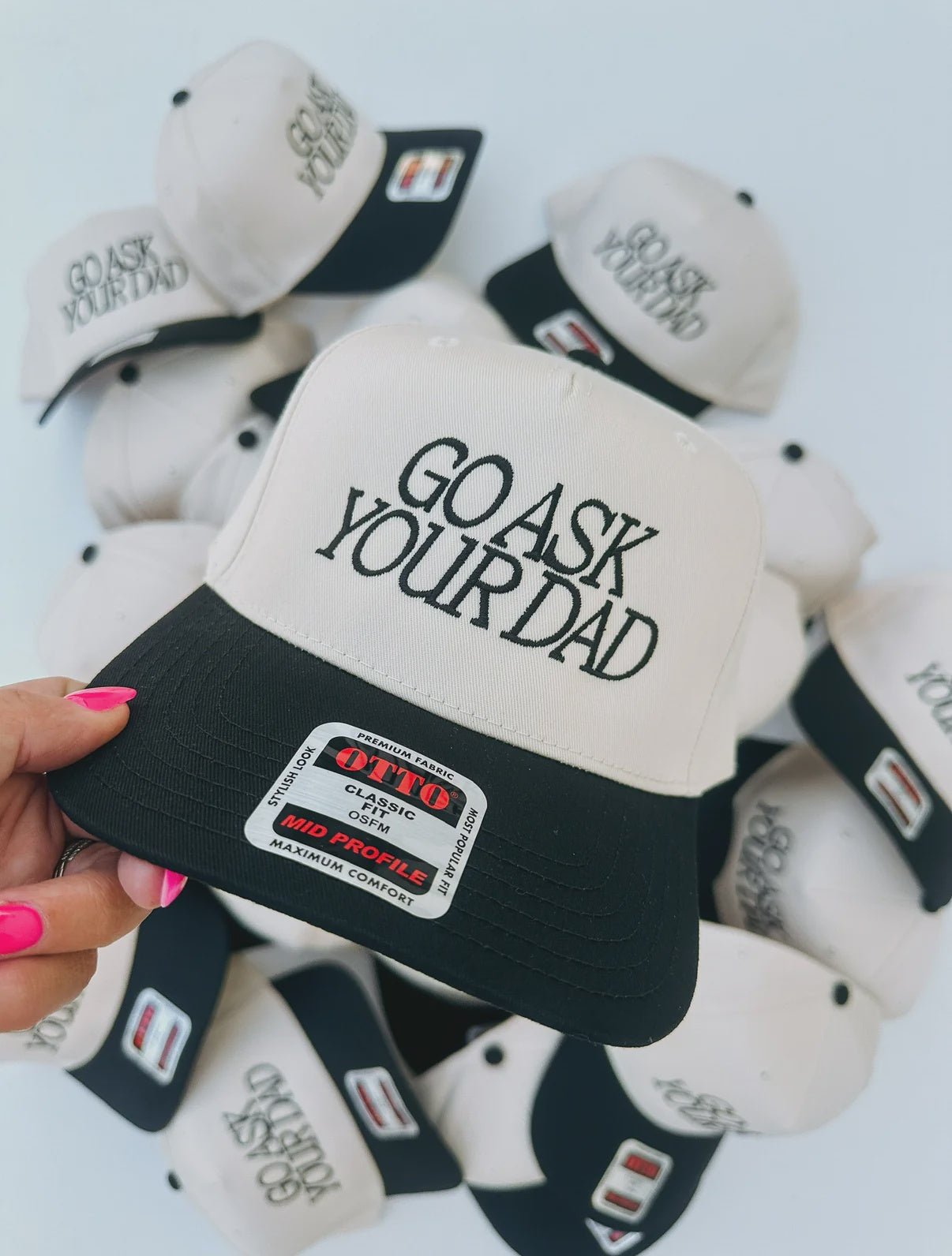 Go Ask Your Dad Cap Black/Natural - Southern Soule Designs