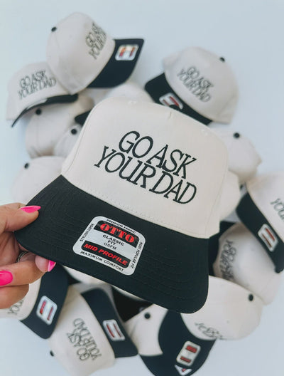Go Ask Your Dad Cap Black/Natural - Southern Soule Designs