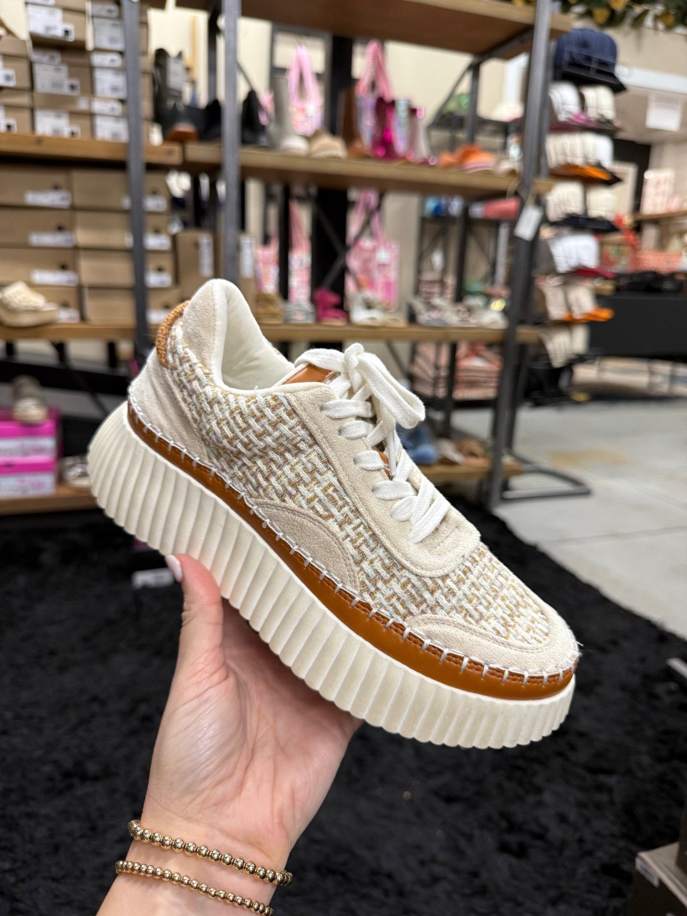 Go To Platform Sneaker Tan Woven - Southern Soule Designs