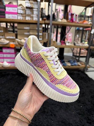 Go To Platform Sneaker Yellow Woven - Southern Soule Designs