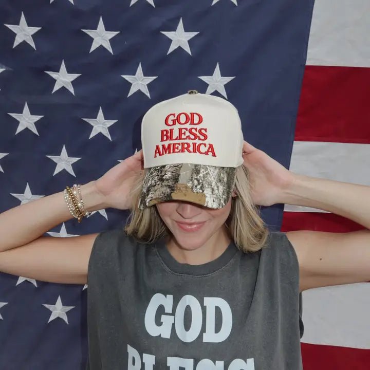 God Bless America Camo Hat - Southern Soule Designs