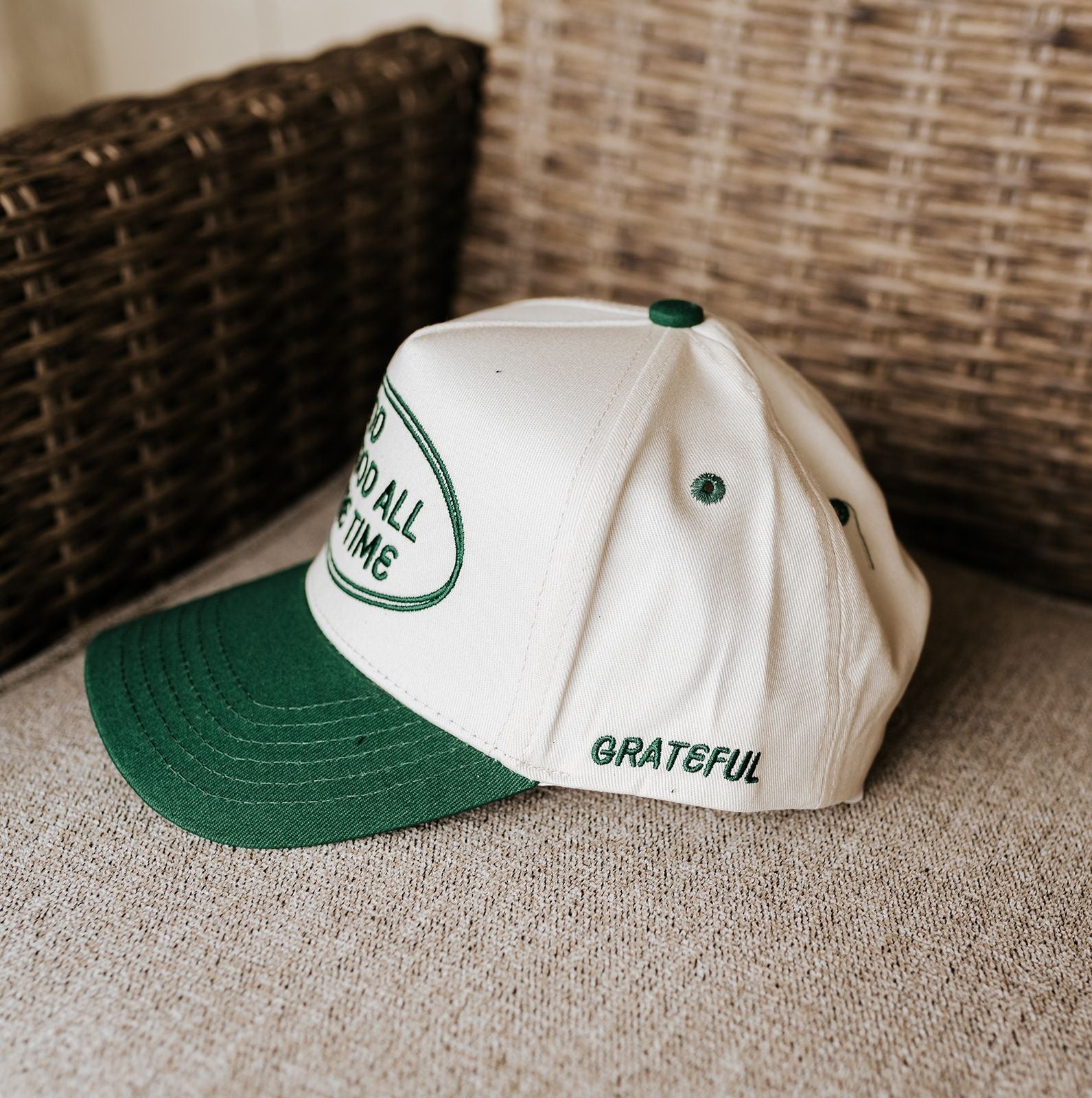 God Is Good Green Vintage Trucker Hat - Southern Soule Designs