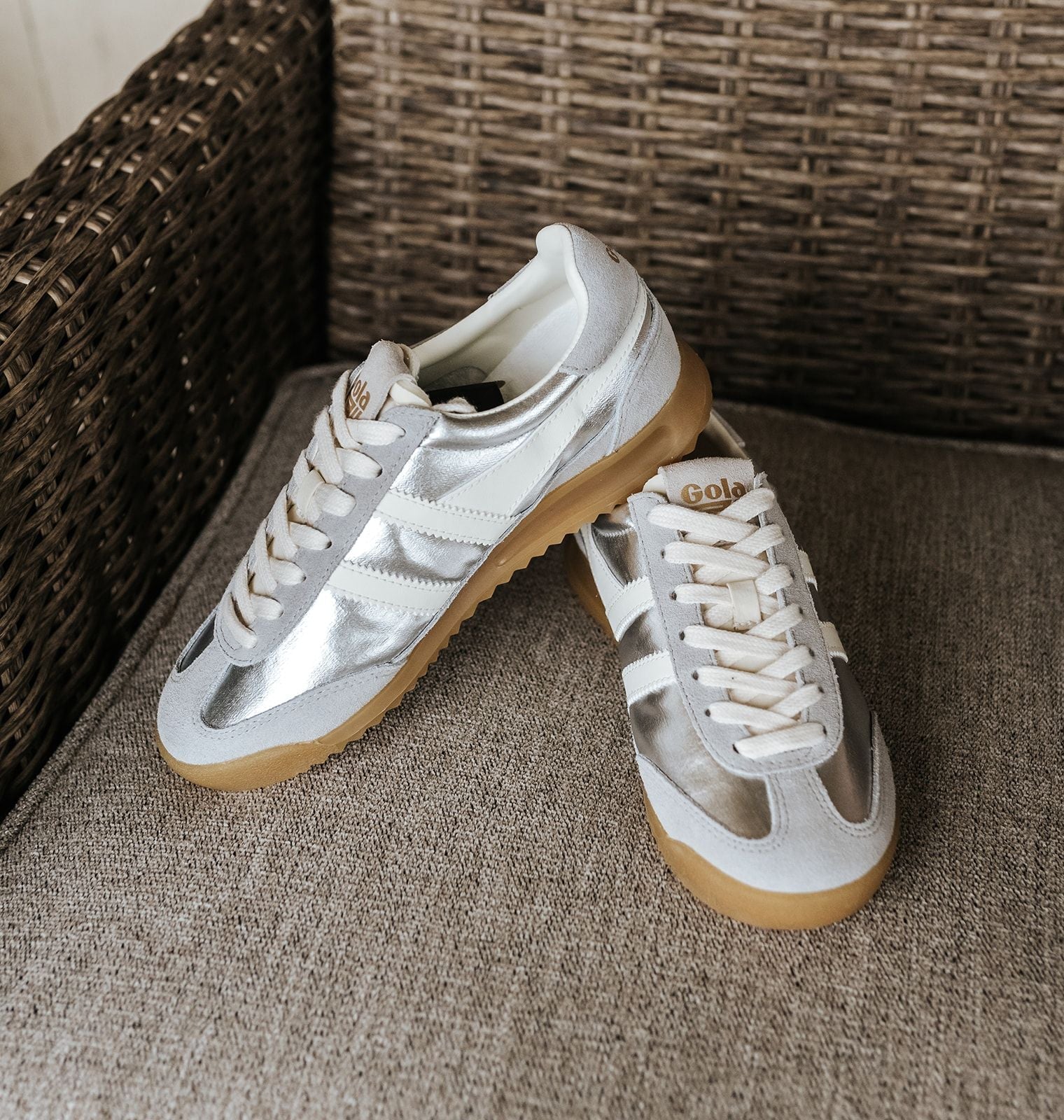 Gola Classics Women's Firefly Metallic Sneakers Silver/Off White - Southern Soule Designs