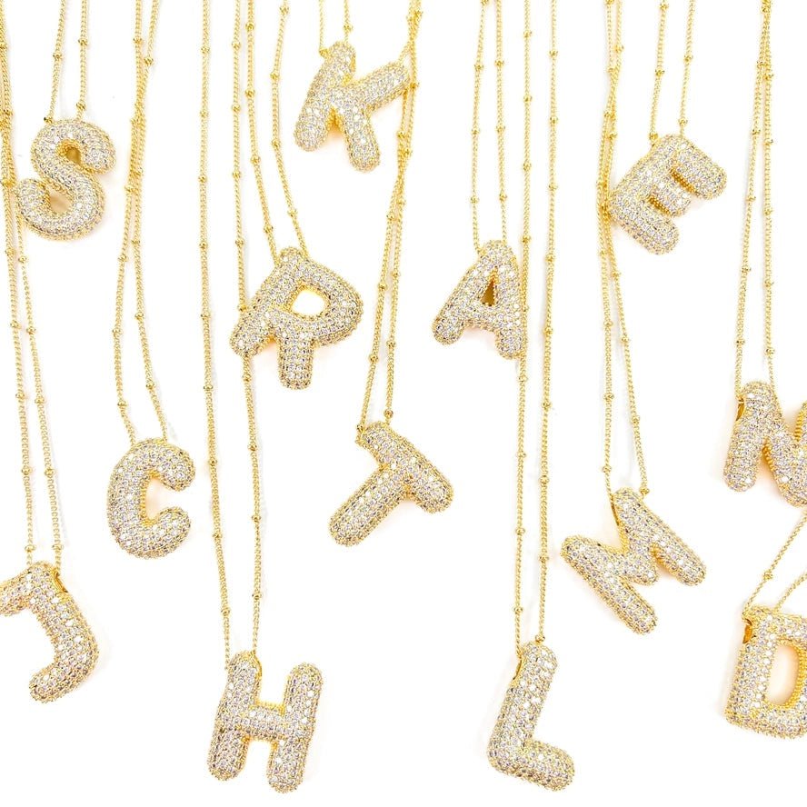 Gold Bubble Initial Necklace - Southern Soule Designs
