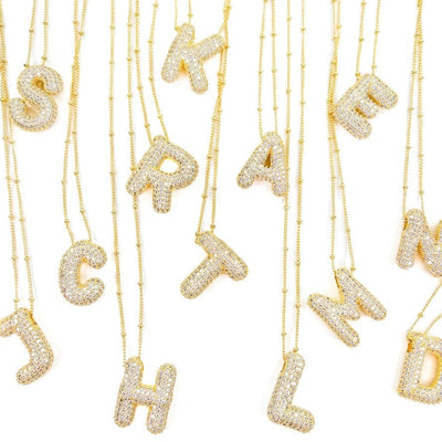 Gold Bubble Initial Necklace - Southern Soule Designs
