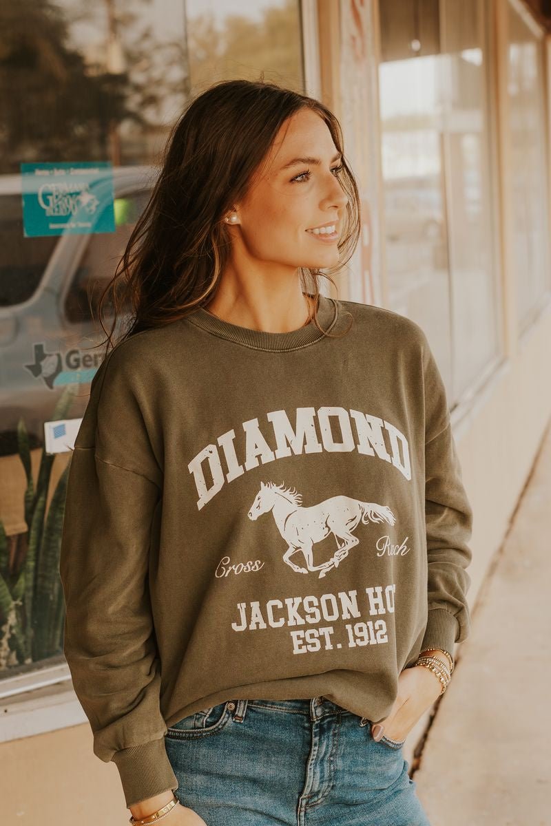 Grape Leaf Diamond Sunday Sweatshirt GT243648S - Southern Soule Designs