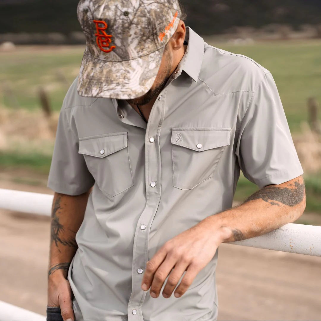 Raised by Coyotes Gray Pearl Snap Shirt