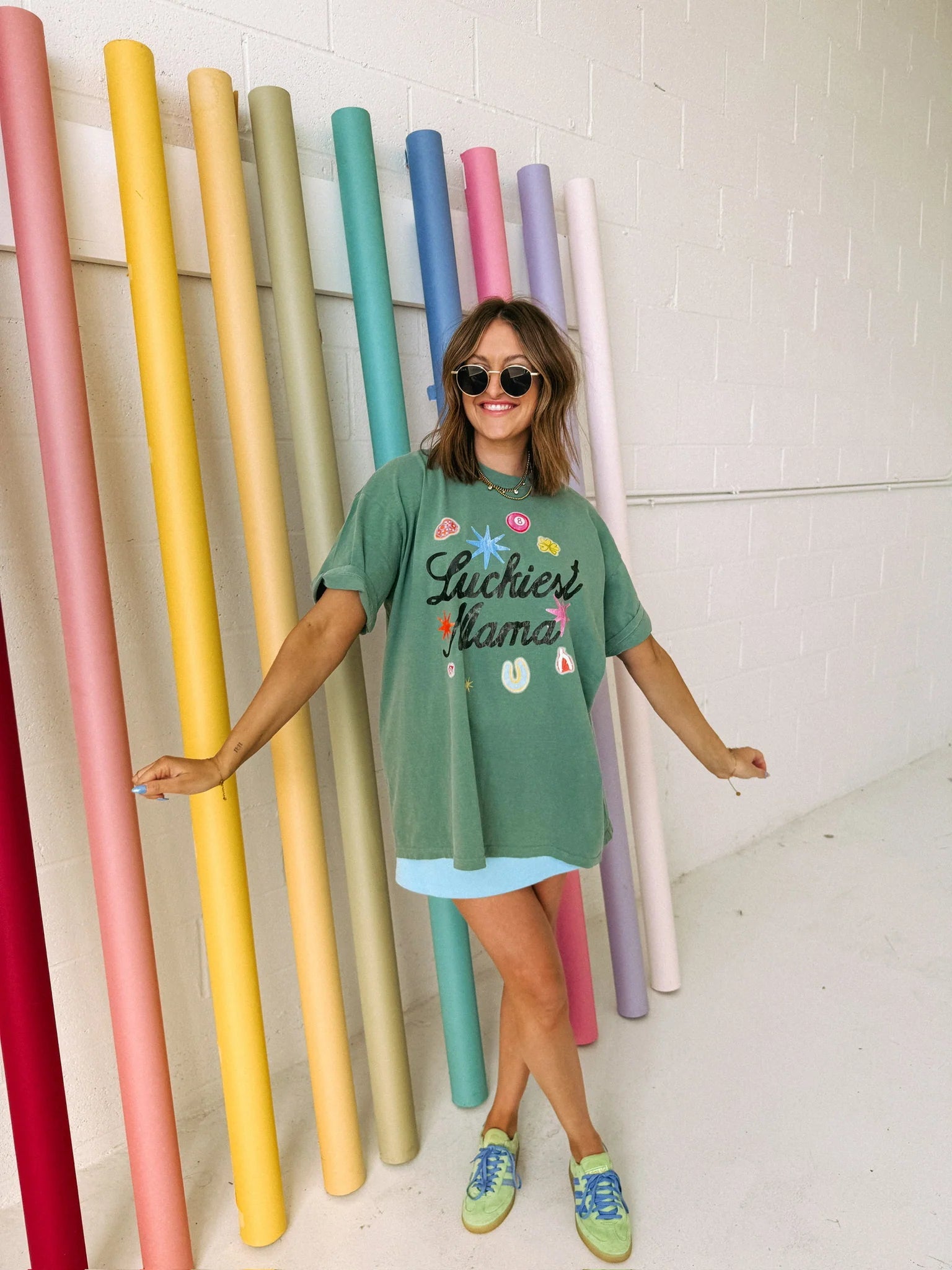 Green Luckiest Mama Graphic Tee - Southern Soule Designs