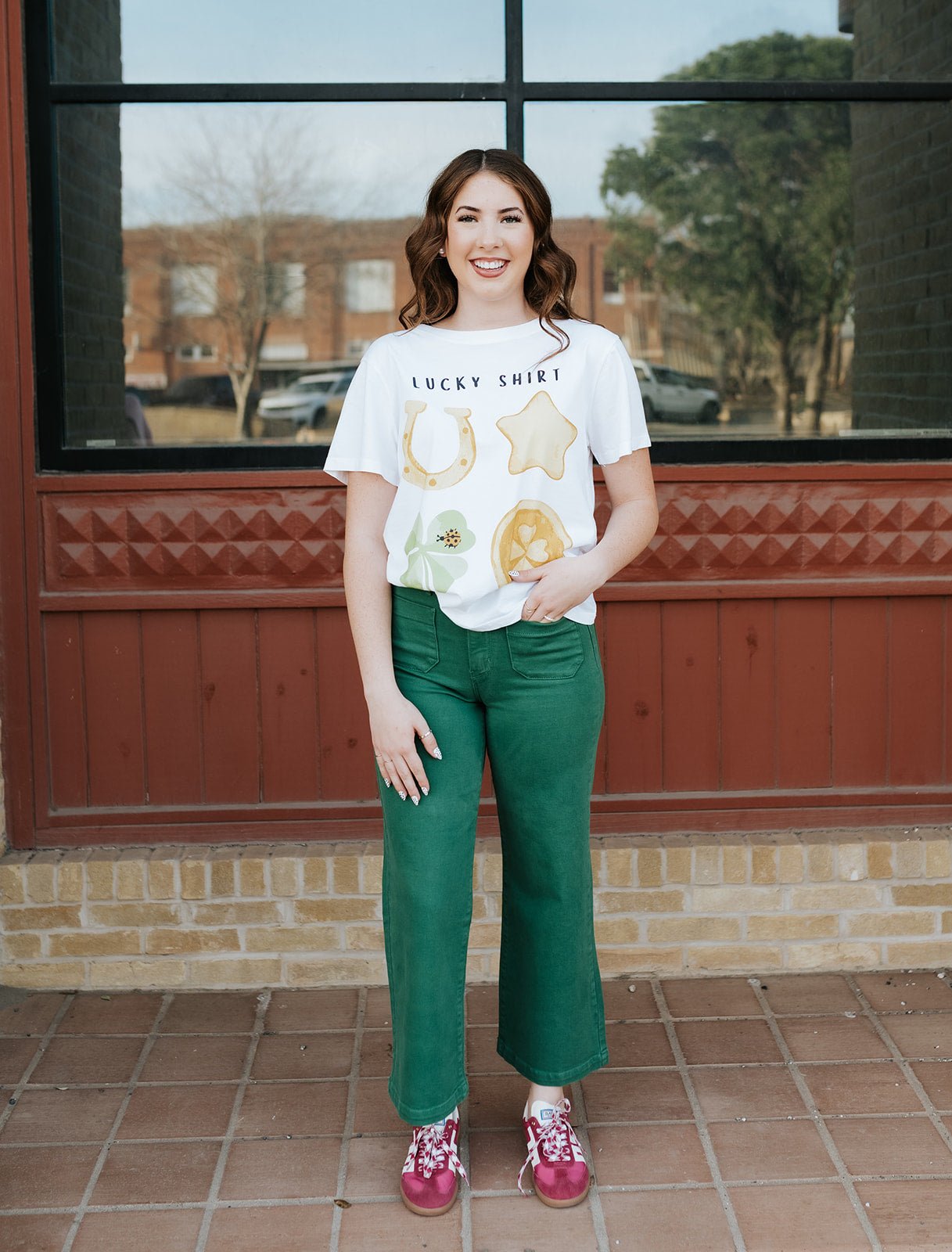 Green Patch Pocket Wide Leg Jean BP433J - GRN - Southern Soule Designs