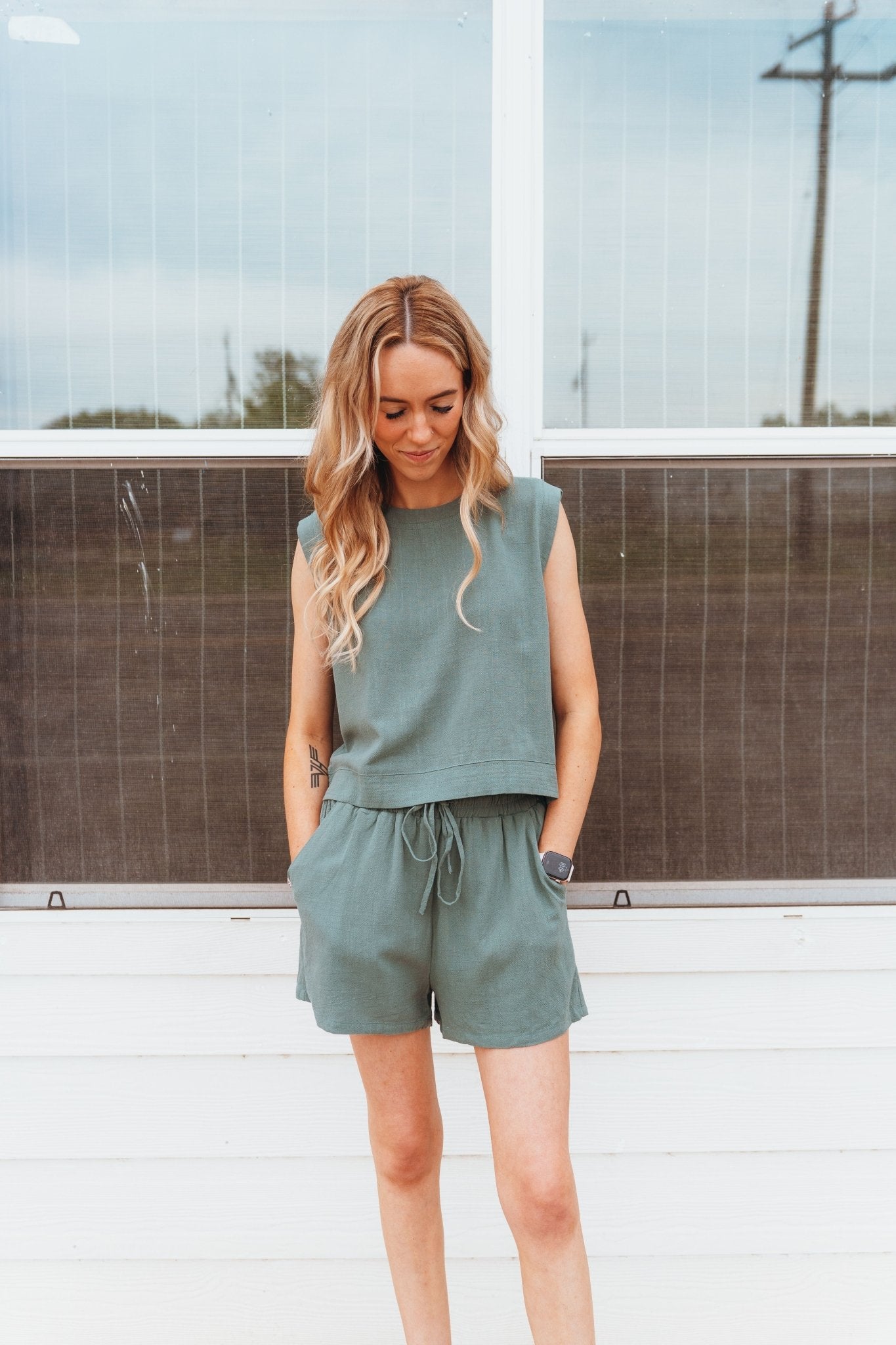 Green Sleeveless Top and Short Set WL24 - 9965 - Southern Soule Designs