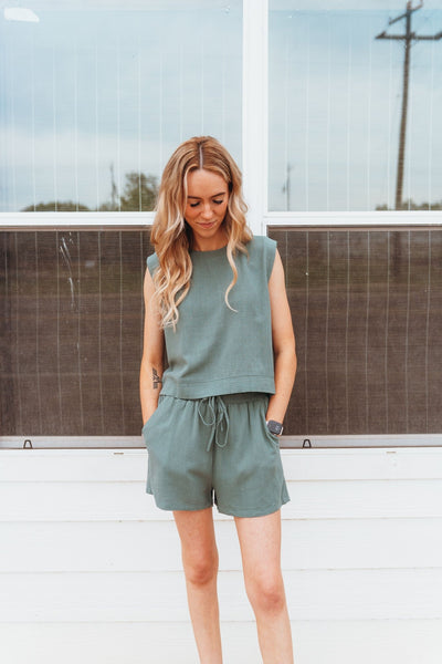 Green Sleeveless Top and Short Set WL24 - 9965 - Southern Soule Designs
