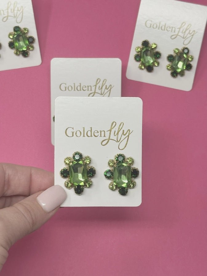 Green Statement Stud Earrings - Southern Soule Designs