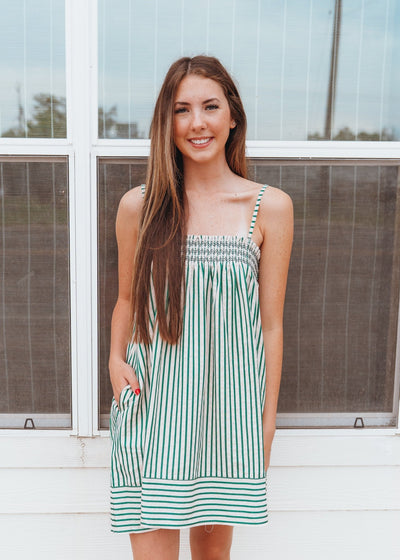 Green Stipe Babydoll Dress RD1062 - Southern Soule Designs