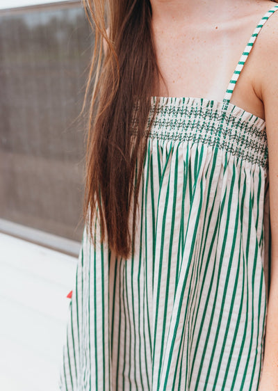Green Stipe Babydoll Dress RD1062 - Southern Soule Designs