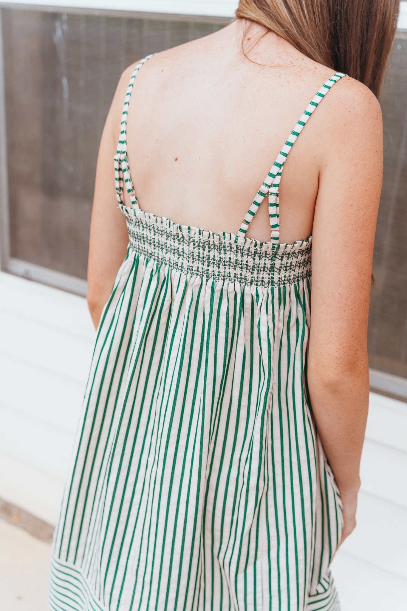 Green Stipe Babydoll Dress RD1062 - Southern Soule Designs