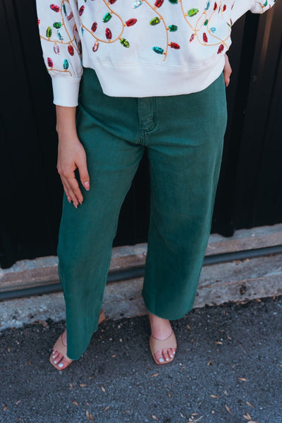 Green Straight Wide Leg Pants MMP623 - Southern Soule Designs