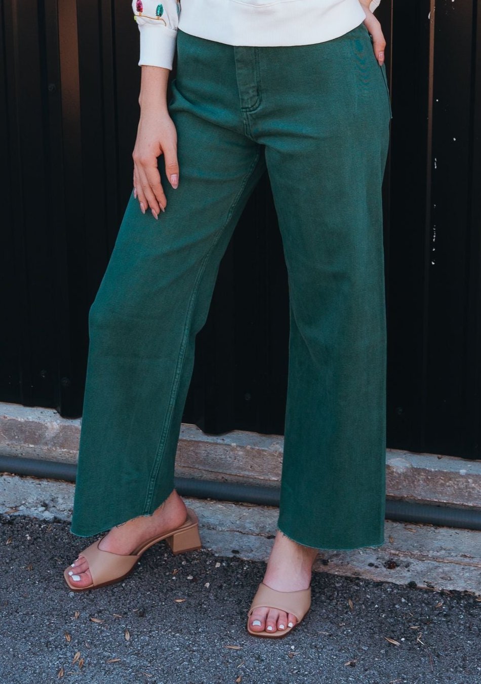 Green Straight Wide Leg Pants MMP623 - Southern Soule Designs