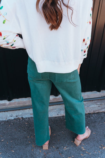 Green Straight Wide Leg Pants MMP623 - Southern Soule Designs