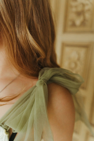 Green Tulle Shoulder Strap Floral Mini Dress ST4006DR22 - Southern Soule Designs