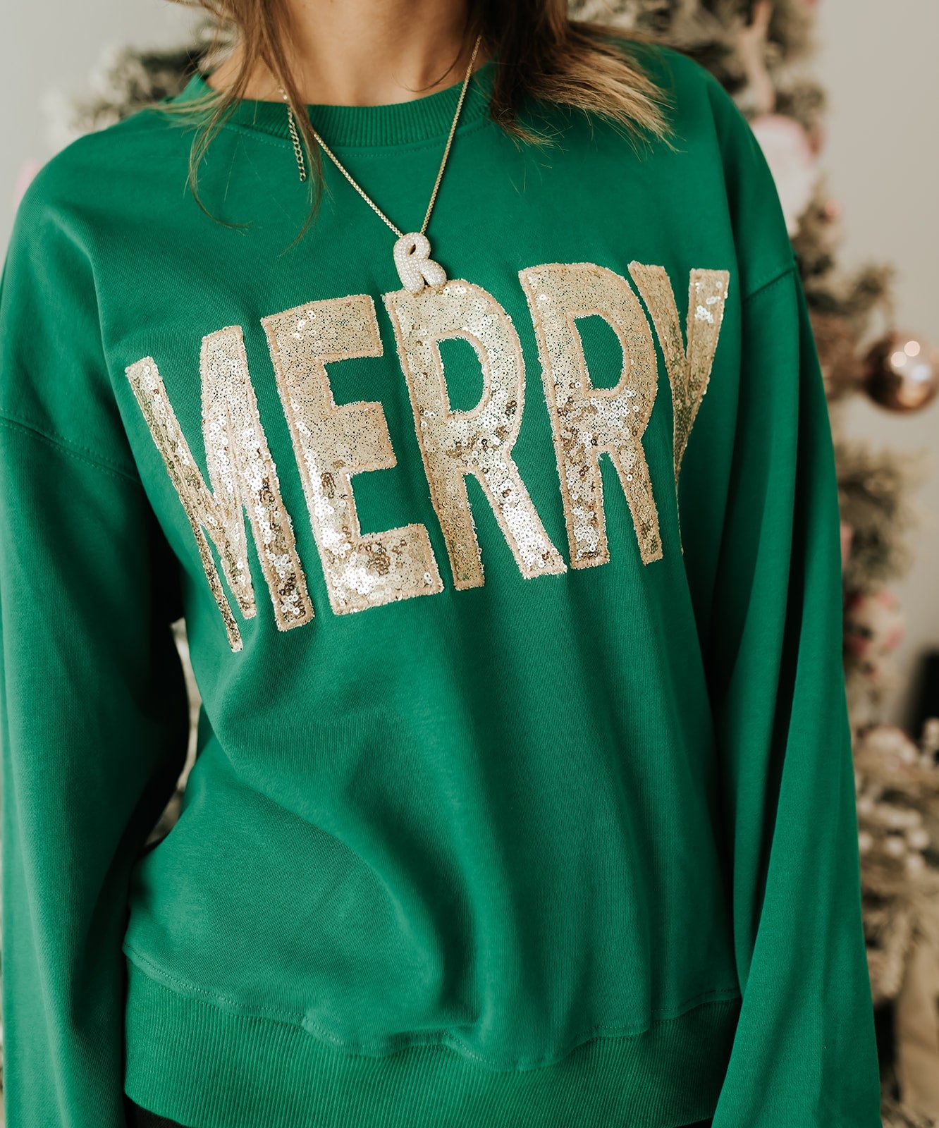 Green/Gold Merry Sequin Sweatshirt WL25 - 11086 - Southern Soule Designs