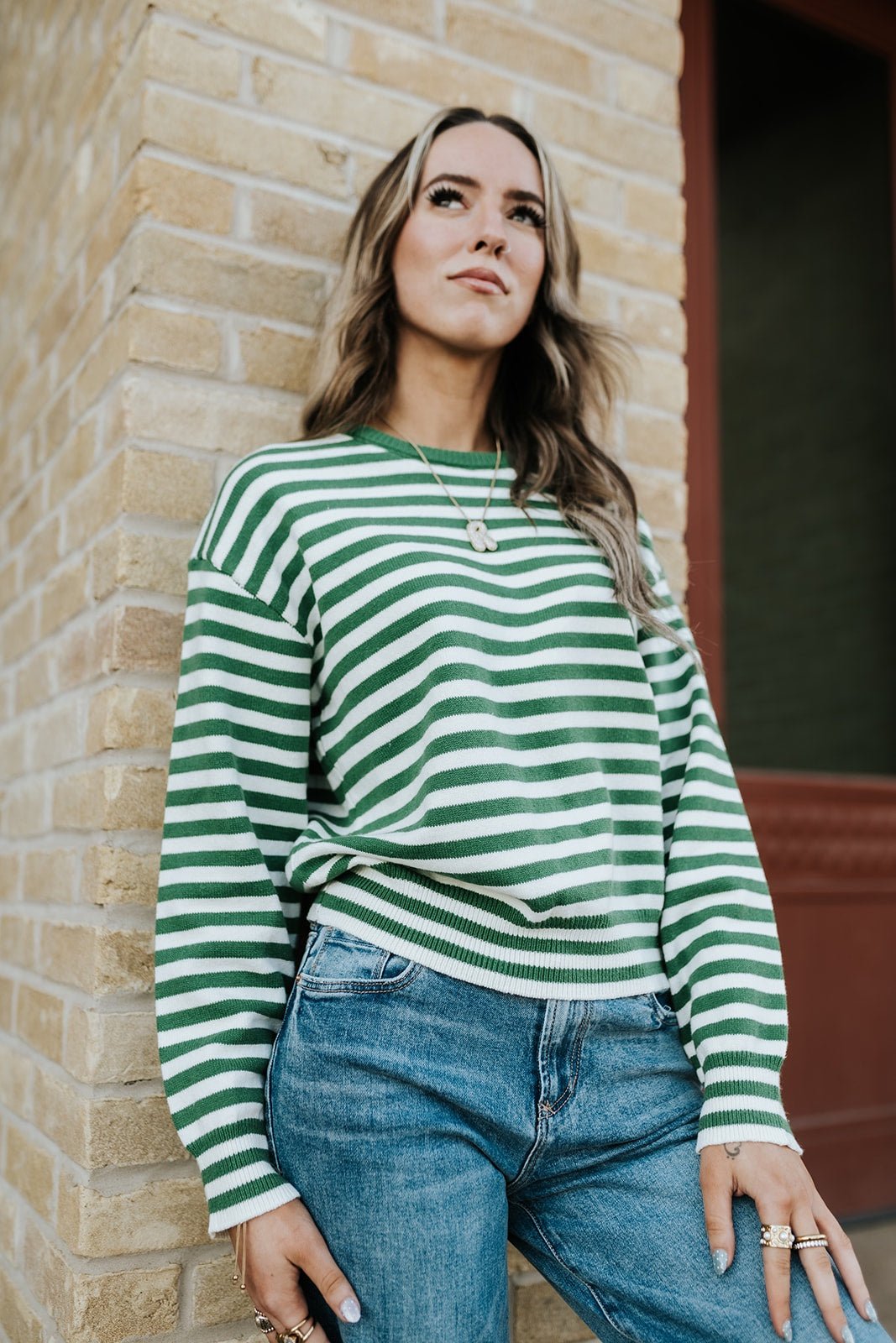 Green/Ivory The Kensley Sweater TAR0719 - Southern Soule Designs
