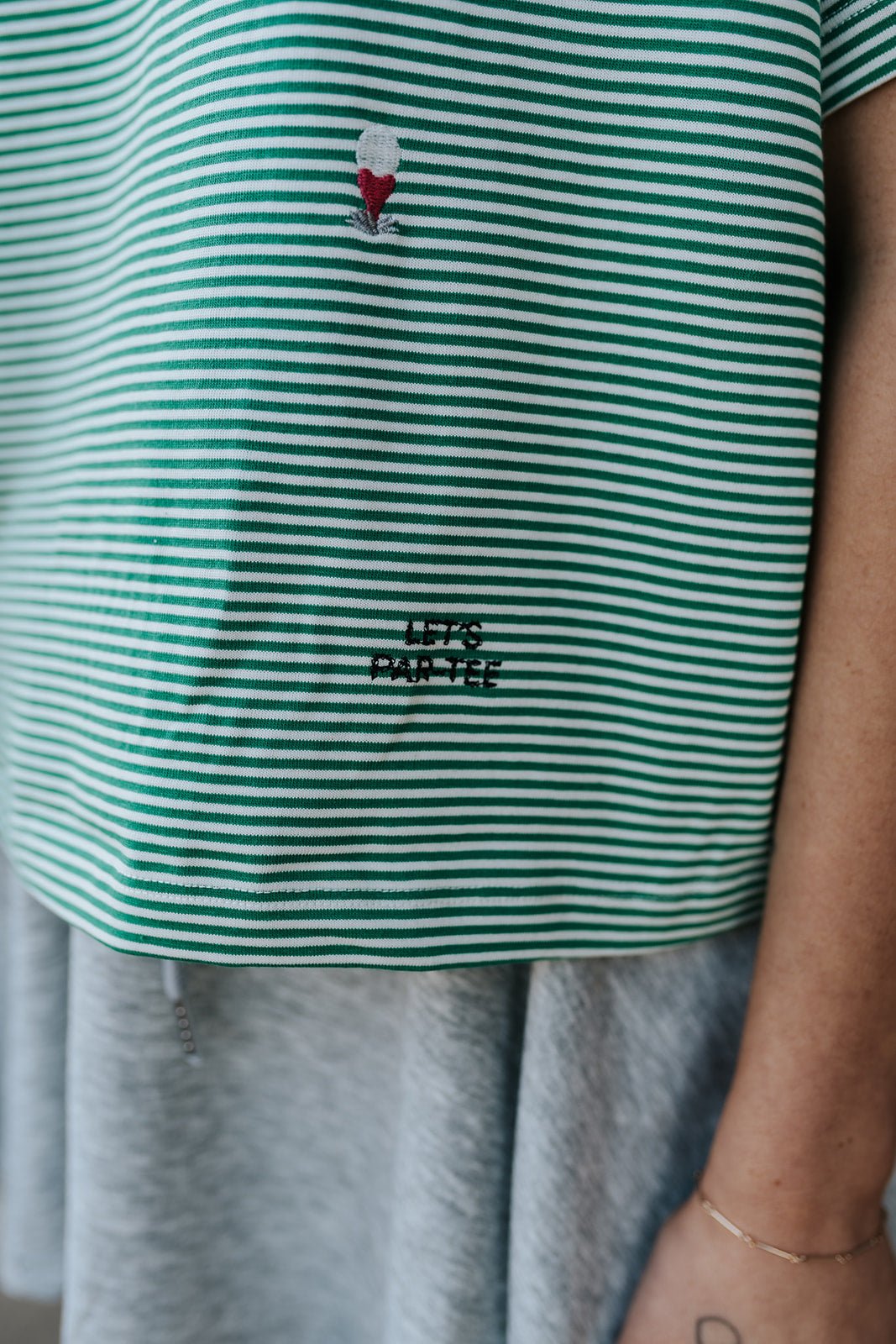 Green/White Golf Icons Striped Knit Tee WL25 - 11940 - Southern Soule Designs