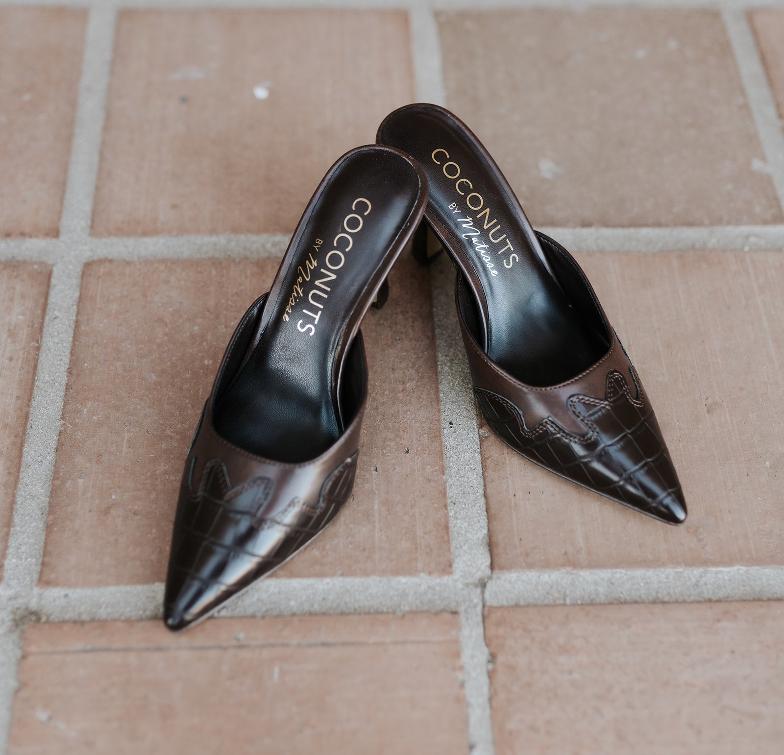 Greer Heeled Mule Choco Croc - Southern Soule Designs
