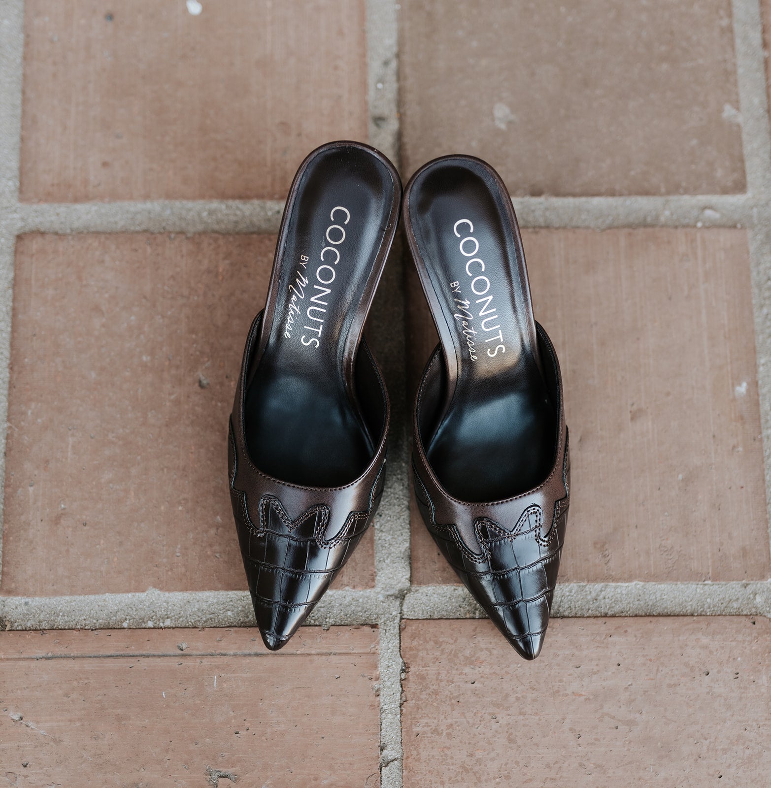 Greer Heeled Mule Choco Croc - Southern Soule Designs