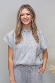 Grey Athleisure Woven SS Top - Southern Soule Designs