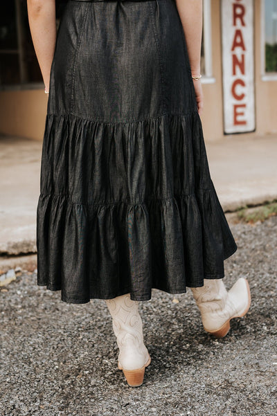 Grey Dark Wash Midi Dress DT50033 - Southern Soule Designs