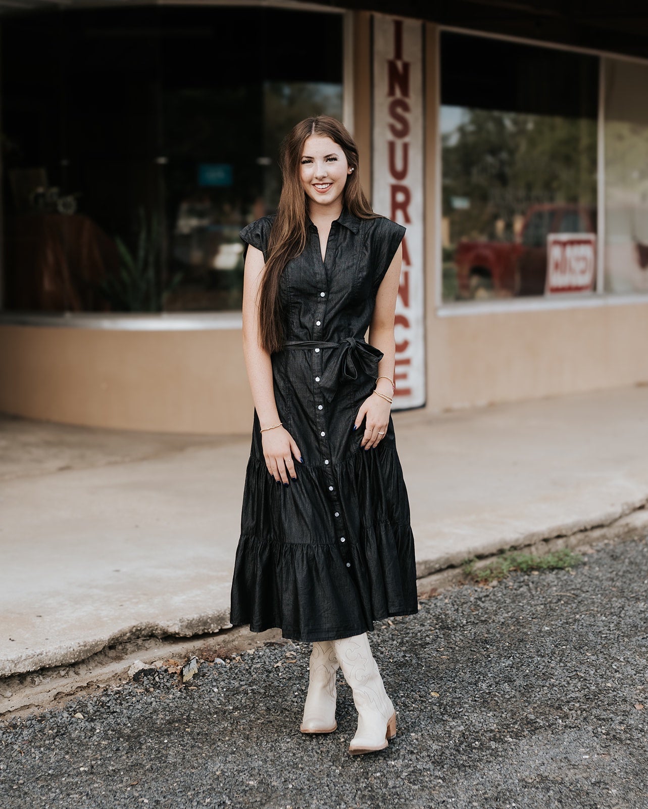 Grey Dark Wash Midi Dress DT50033 - Southern Soule Designs