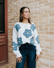 Grey Flower Sweater IT4413 - Southern Soule Designs